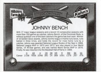1989 Kahn's/Hillshire Farm Cooperstown Collection #NNO Johnny Bench Back