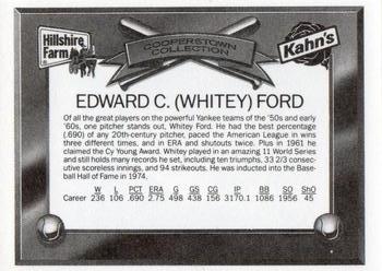 1989 Kahn's/Hillshire Farm Cooperstown Collection #NNO Whitey Ford Back
