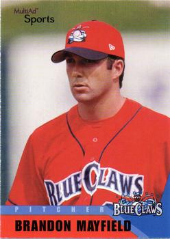 2002 MultiAd Lakewood BlueClaws #17 Brandon Mayfield Front