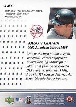 2003 Upper Deck Post Magic Motion MVPs #5 Jason Giambi Back
