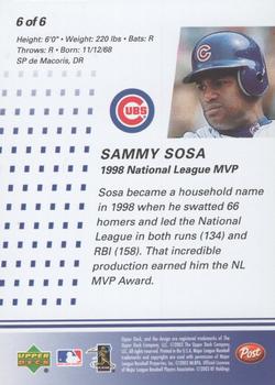 2003 Upper Deck Post Magic Motion MVPs #6 Sammy Sosa Back