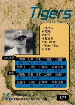 1998 CPBL T-Point Traditional Card Series #121 Kun-Han Lin Back