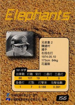 1998 CPBL T-Point Traditional Card Series #156 Chien-Tsun Chen Back