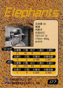 1998 CPBL T-Point Traditional Card Series #177 Wei Chang Back