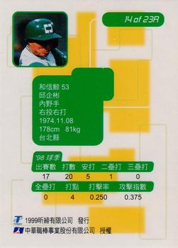 1998 CPBL T-Point Traditional Card Series - Rookies #14R Chi-Pin Chiu Back