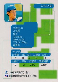 1998 CPBL T-Point Traditional Card Series - Rookies #17R Yi-Te Chiang Back