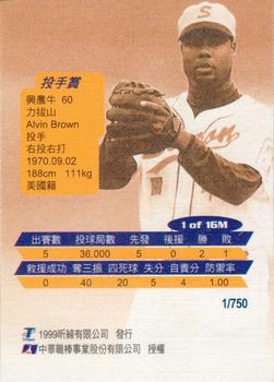 1998 CPBL T-Point Traditional Card Series - Monthly MVPs #1M Alvin Brown Back