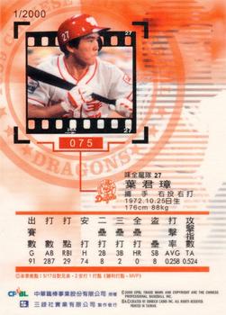 1999 CPBL #075 Chun-Chang Yeh Back