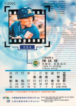 1999 CPBL #094 Kai-Fa Chen Back