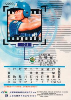 1999 CPBL #108 Chen-Tang Hsu Back