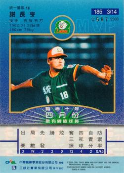 1999 CPBL #185 Chang-Heng Hsieh Back