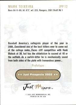 2002 Just Prospects - Prototypes #JPP.12 Mark Teixeira Back