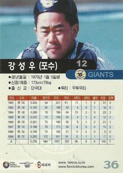 2000 Teleca #036 Sung-Woo Kang Back