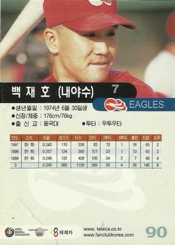 2000 Teleca #090 Jae-Ho Baek Back