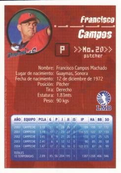 2005 Liga Mexicana de Beisbol #NNO Francisco Campos Back