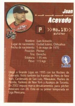 2005 Liga Mexicana de Beisbol #NNO Juan Acevedo Back