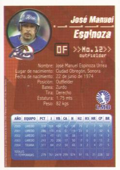 2005 Liga Mexicana de Beisbol #NNO Jose Manuel Espinoza Back