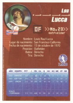 2005 Liga Mexicana de Beisbol #NNO Lou Lucca Back