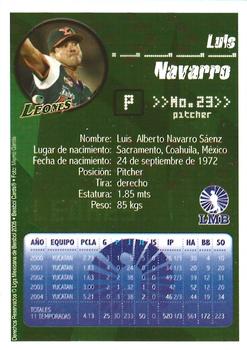 2005 Liga Mexicana de Beisbol #NNO Luis Navarro Back