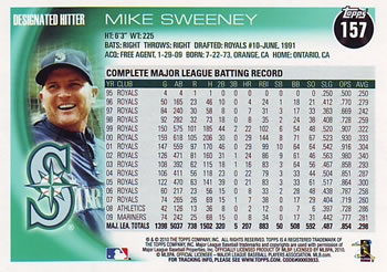 2010 Topps #157 Mike Sweeney Back