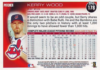 2010 Topps #178 Kerry Wood Back
