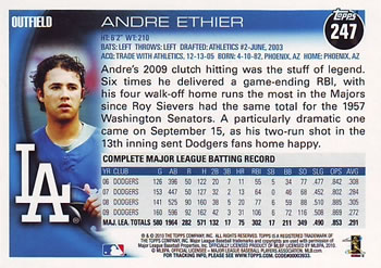 2010 Topps #247 Andre Ethier Back