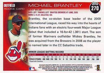 2010 Topps #270 Michael Brantley Back