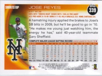 2010 Topps #339 Jose Reyes Back