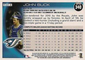 2010 Topps #340 John Buck Back