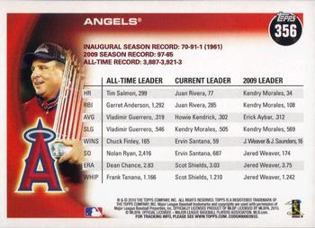 2010 Topps #356 Angels Franchise History Back