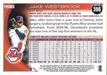2010 Topps #396 Jake Westbrook Back