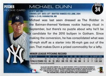 2010 Topps #34 Michael Dunn Back