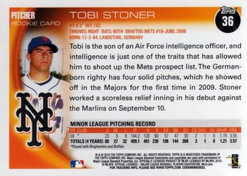 2010 Topps #36 Tobi Stoner Back