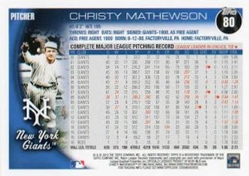 2010 Topps #80 Christy Mathewson Back