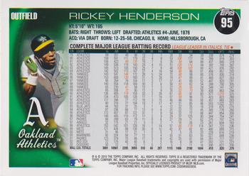 2010 Topps #95 Rickey Henderson Back