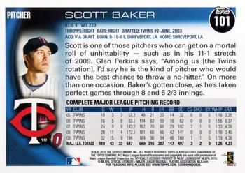 2010 Topps #101 Scott Baker Back