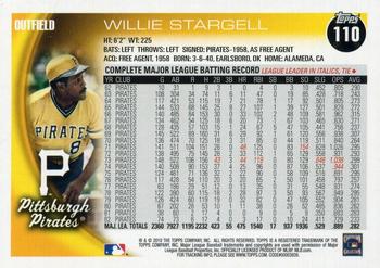 2010 Topps #110 Willie Stargell Back