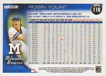 2010 Topps #116 Robin Yount Back