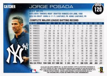 2010 Topps #120 Jorge Posada Back
