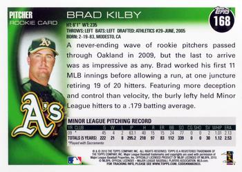 2010 Topps #168 Brad Kilby Back