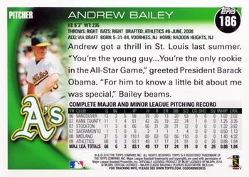 2010 Topps #186 Andrew Bailey Back