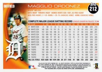 2010 Topps #212 Magglio Ordonez Back
