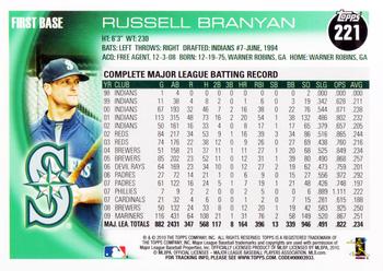 2010 Topps #221 Russell Branyan Back