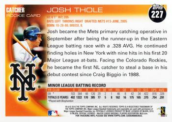 2010 Topps #227 Josh Thole Back