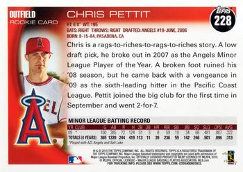 2010 Topps #228 Chris Pettit Back