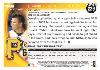2010 Topps #229 Daniel McCutchen Back