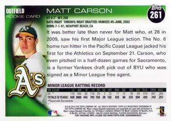 2010 Topps #261 Matt Carson Back