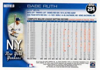 2010 Topps #294 Babe Ruth Back