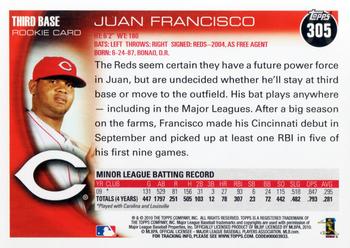 2010 Topps #305 Juan Francisco Back