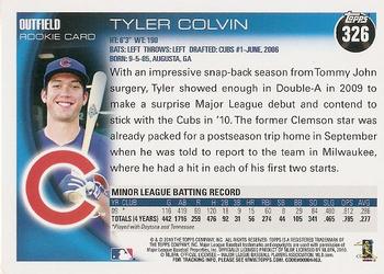 2010 Topps #326 Tyler Colvin Back